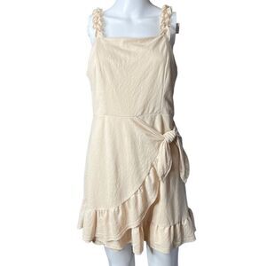 Andree Ruffle Wrap Mini Dress Cream Size Medium